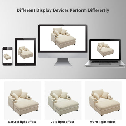 42.12 Canapé rembourré en velours côtelé + pouf