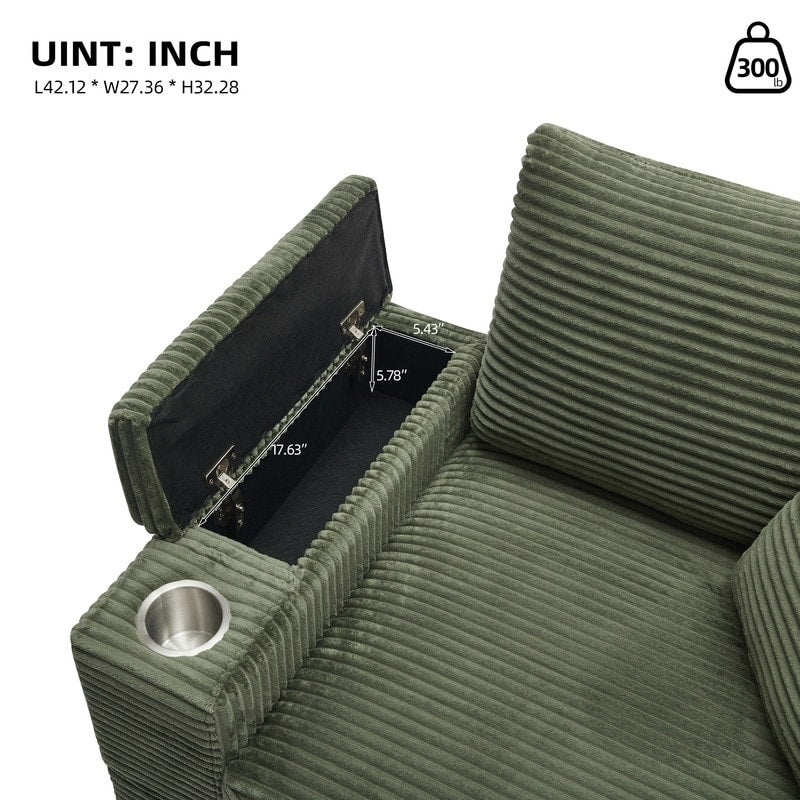 42.12 Canapé rembourré en velours côtelé + pouf