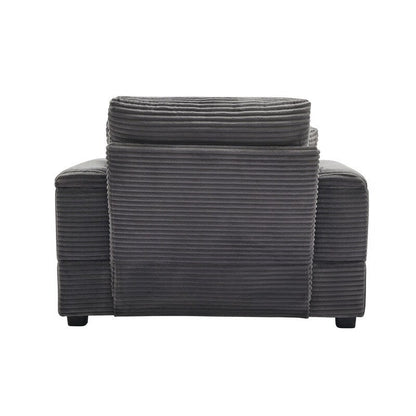 42.12 Canapé rembourré en velours côtelé + pouf