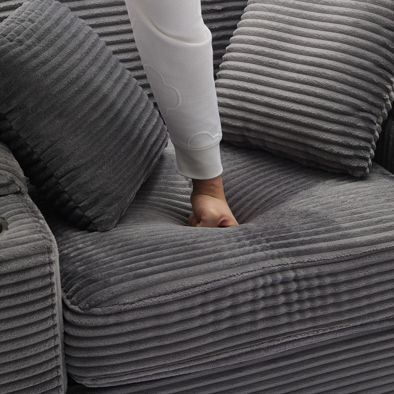 42.12 Canapé rembourré en velours côtelé + pouf