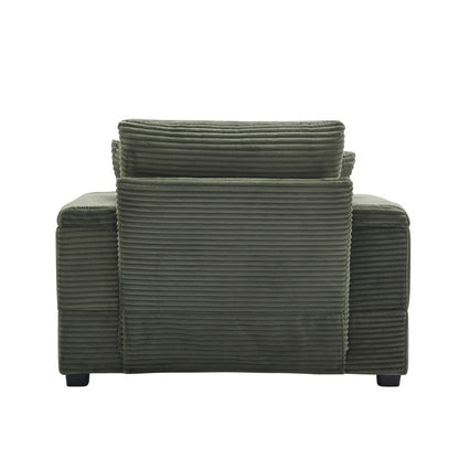 42.12 Canapé rembourré en velours côtelé + pouf