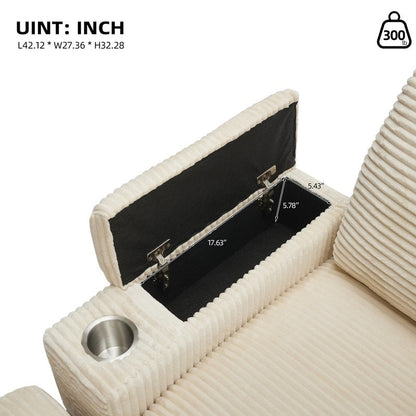 42.12 Canapé rembourré en velours côtelé + pouf