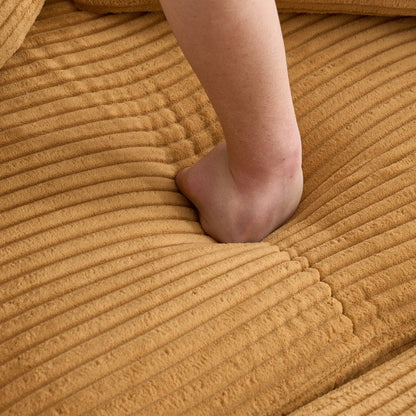 42.12 Canapé rembourré en velours côtelé + pouf