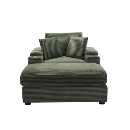 42.12 Canapé rembourré en velours côtelé + pouf