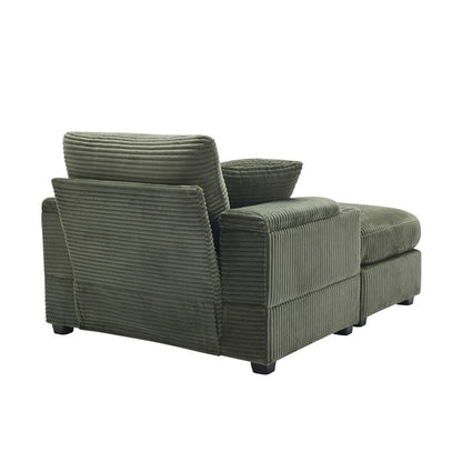 42.12 Canapé rembourré en velours côtelé + pouf