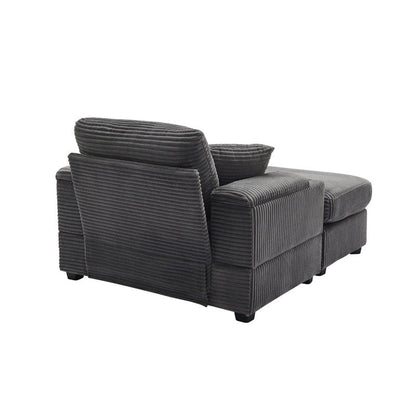 42.12 Canapé rembourré en velours côtelé + pouf