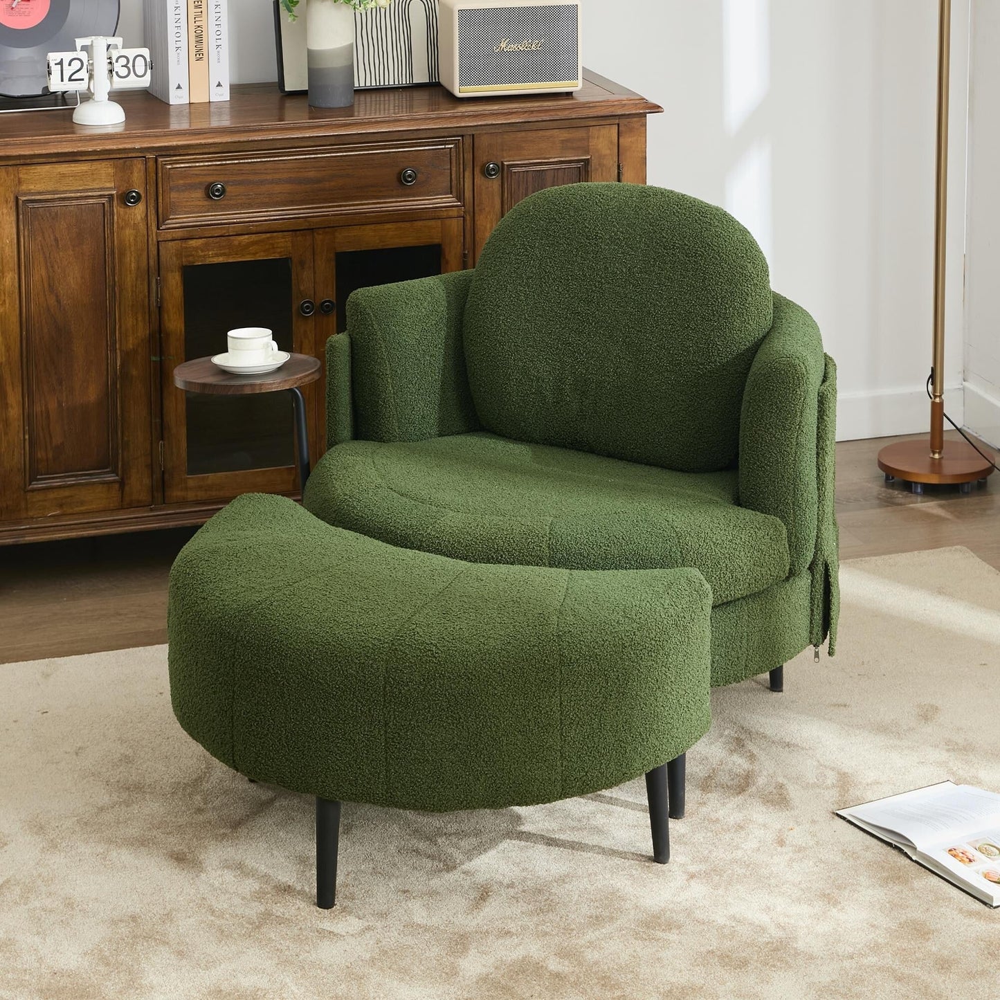 Fauteuil simple 42,5 avec repose-pieds mobile en forme de croissant