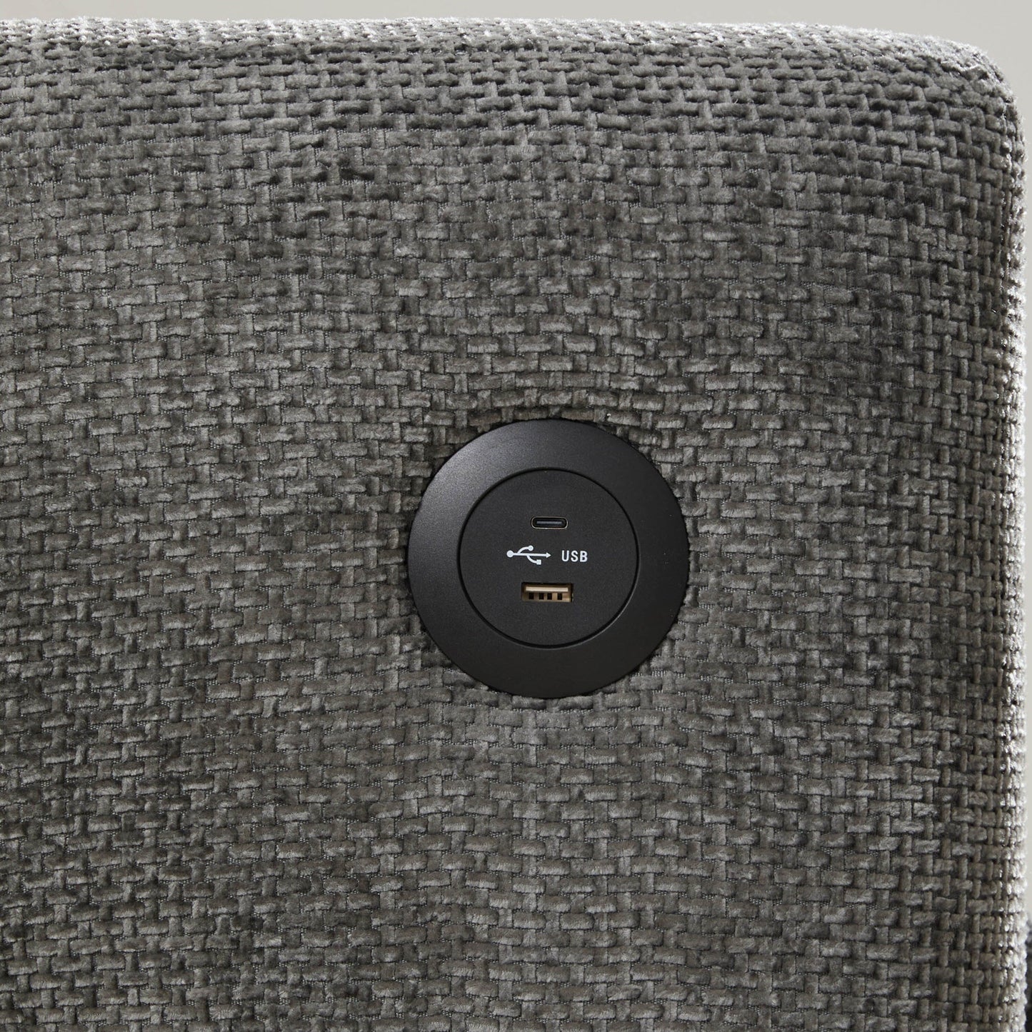 Canapé simple 42 x 33, fauteuil à assise large, chargeur double port, design capitonné et à traction, mousse haute densité