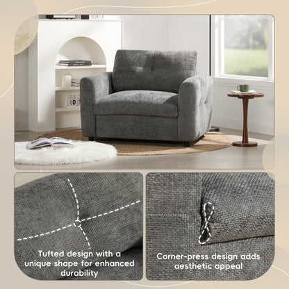 Fauteuil à siège large de 42 pouces avec chargeur à deux ports et conception de traction capitonnée par Harper&amp;Bright Designs