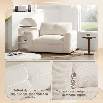 Fauteuil à siège large de 42 pouces avec chargeur à deux ports et conception de traction capitonnée par Harper&amp;Bright Designs