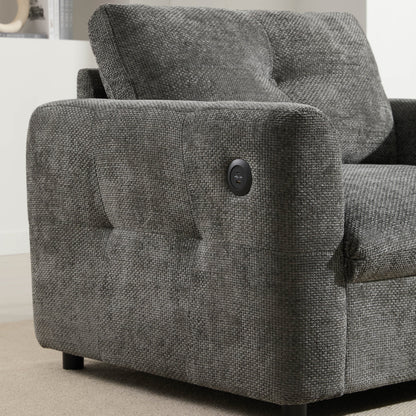 Fauteuil à siège large de 42 pouces avec chargeur à deux ports et conception de traction capitonnée par Harper&amp;Bright Designs