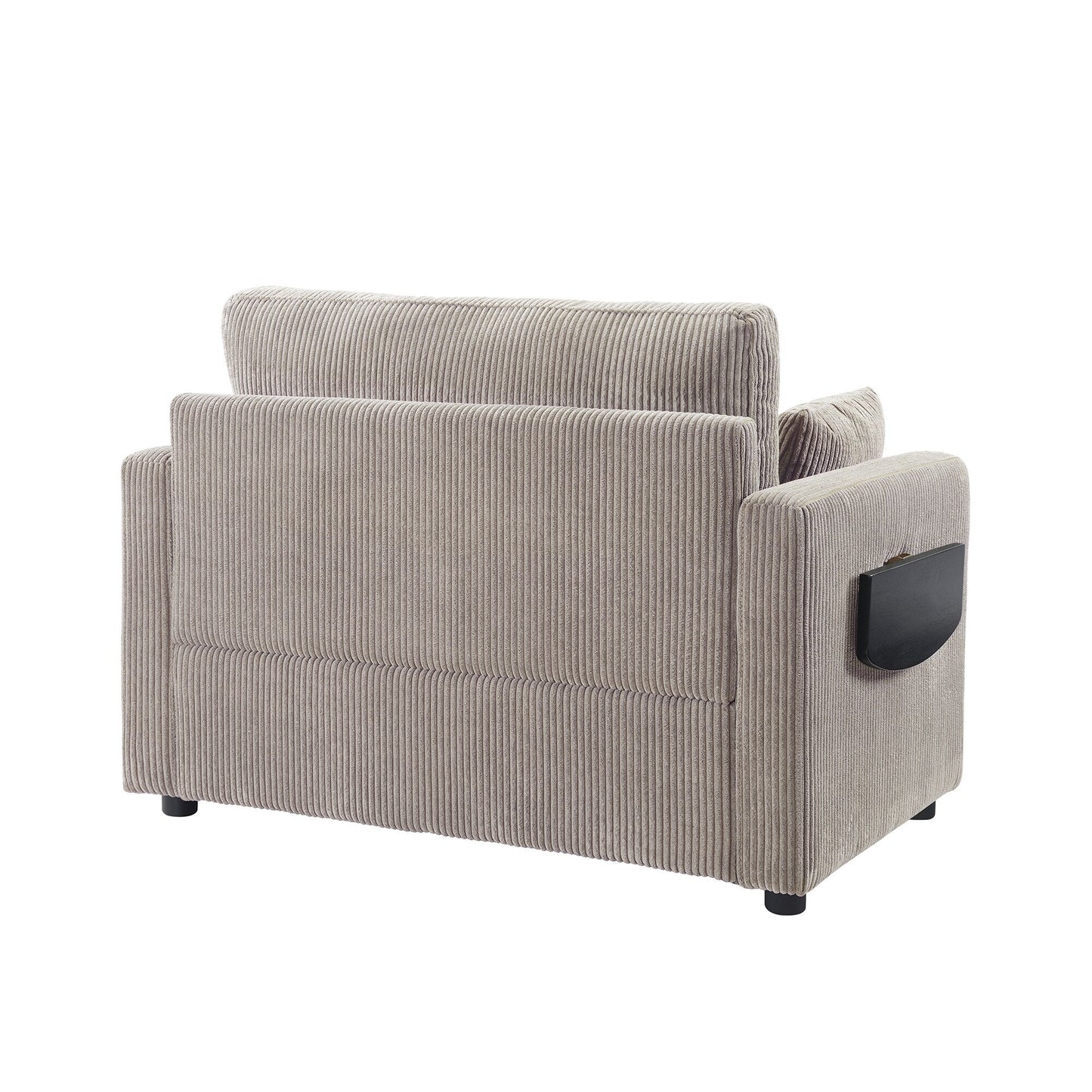 Canapé-lit double en velours côtelé 47,2 avec matelas pliable, table d'appoint, ports USB et poche de rangement