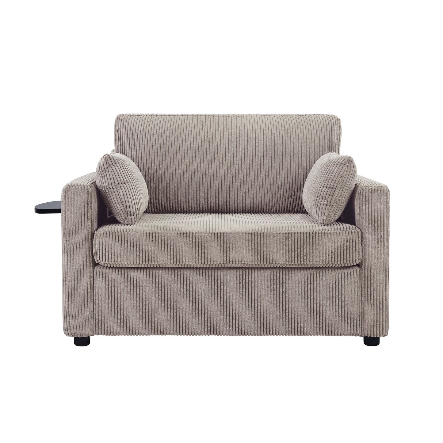 Canapé-lit double en velours côtelé 47,2 avec matelas pliable, table d'appoint, ports USB et poche de rangement