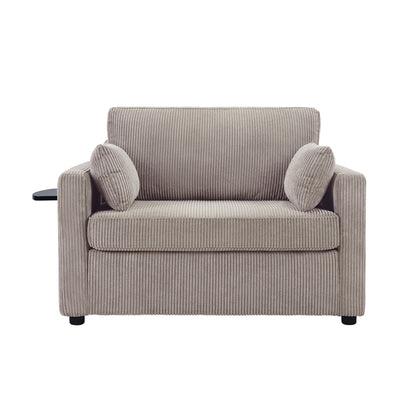 Canapé-lit double en velours côtelé 47,2 avec matelas pliable, table d'appoint, ports USB et poche de rangement