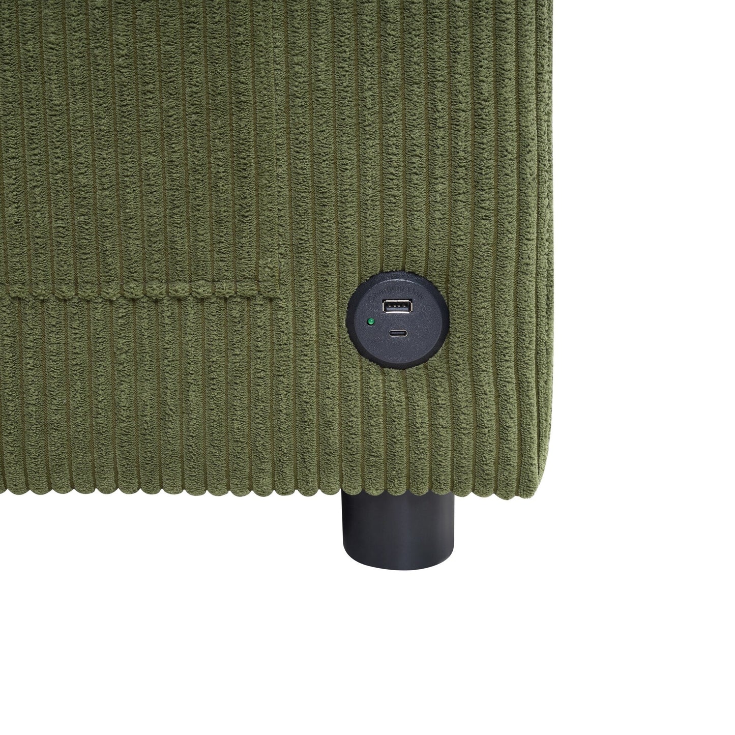 Canapé-lit double en velours côtelé 47,2 avec matelas pliable, table d'appoint, ports USB et poche de rangement