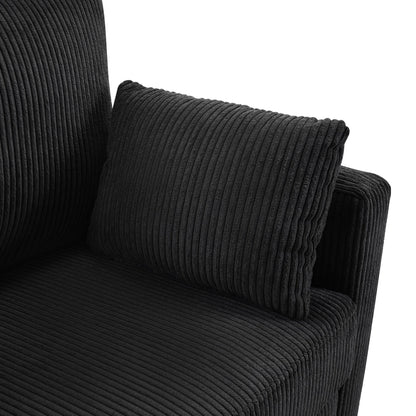 Canapé-lit double en velours côtelé 47,2 avec matelas pliable, table d'appoint, ports USB et poche de rangement