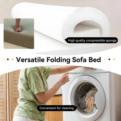 Canapé-lit 2 places en velours côtelé 47,63 pouces avec oreiller, matelas de sol et dossier pour salon