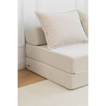 Canapé-lit 2 places en velours côtelé 47,63 pouces avec oreiller, matelas de sol et dossier pour salon