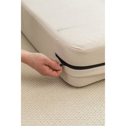 Canapé-lit 2 places en velours côtelé 47,63 pouces avec oreiller, matelas de sol et dossier pour salon