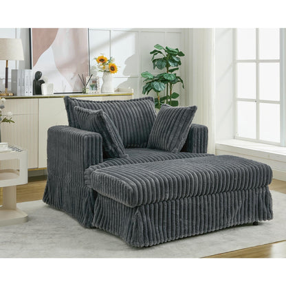 Chaise longue surdimensionnée en velours côtelé 47,7 avec pouf