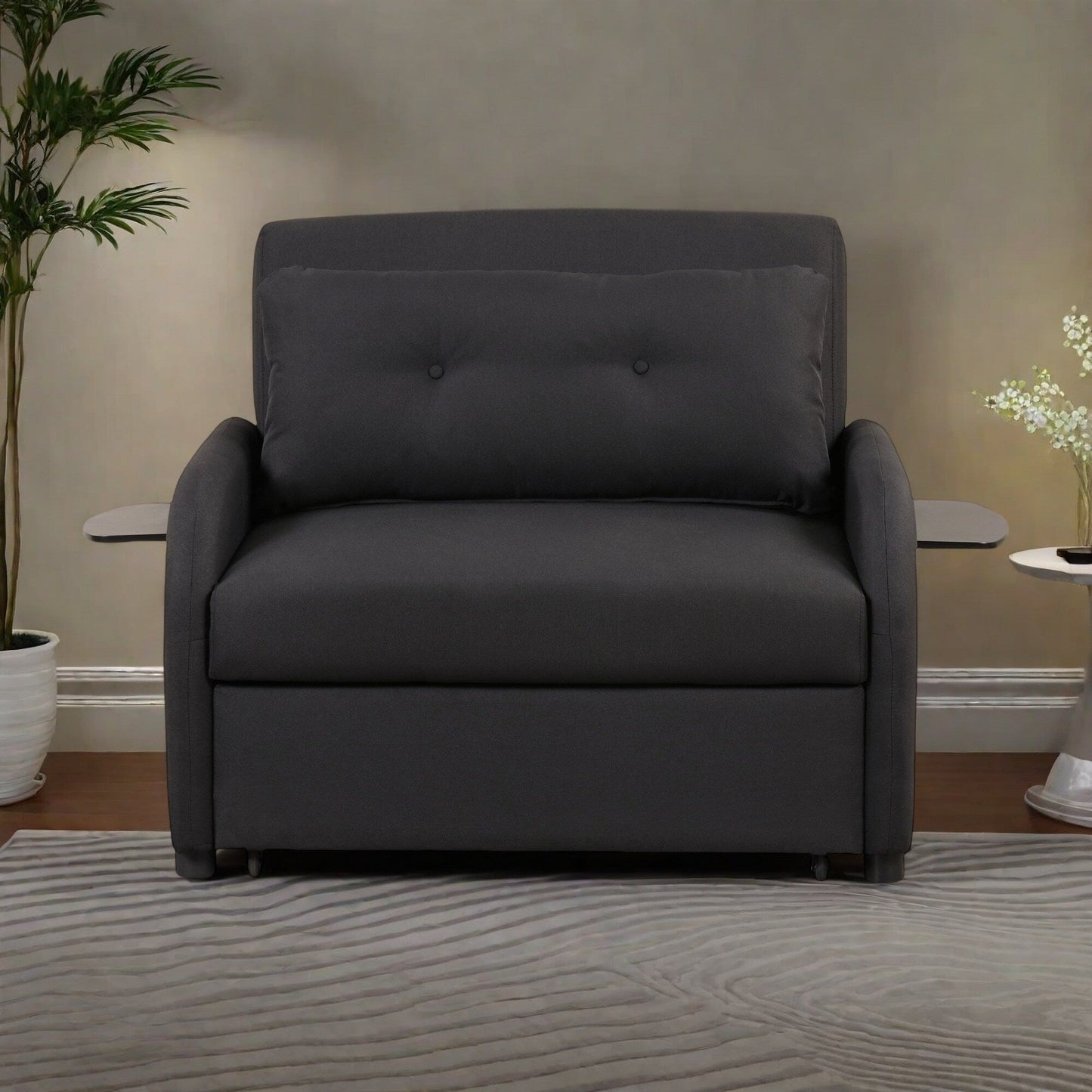 Canapé-lit 3 en 1 48,82 places avec table à 2 oreilles et chargeur USB