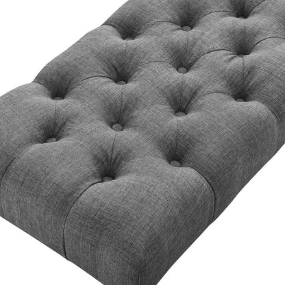 Banc de salle à manger contemporain en tissu capitonné avec pieds tournés (48 x 16 x 19,5 pouces)