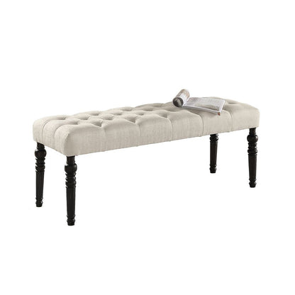 Banc de salle à manger contemporain en tissu capitonné avec pieds tournés (48 x 16 x 19,5 pouces)