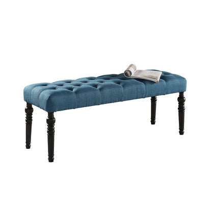 Banc de salle à manger contemporain en tissu capitonné avec pieds tournés (48 x 16 x 19,5 pouces)
