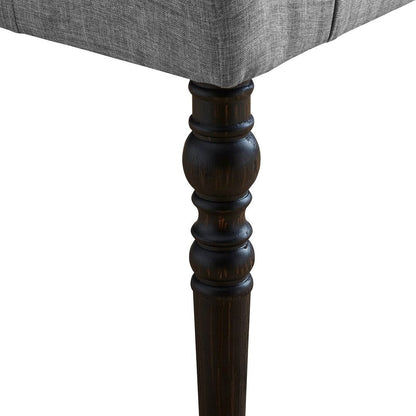 Banc de salle à manger contemporain en tissu capitonné avec pieds tournés (48 x 16 x 19,5 pouces)