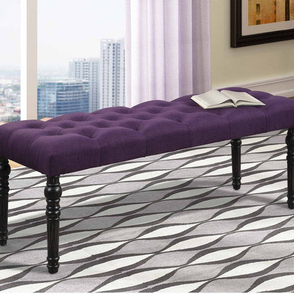 Banc de salle à manger contemporain en tissu capitonné avec pieds tournés (48 x 16 x 19,5 pouces)