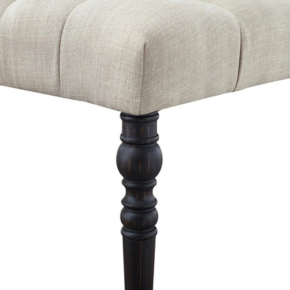 Banc de salle à manger contemporain en tissu capitonné avec pieds tournés (48 x 16 x 19,5 pouces)