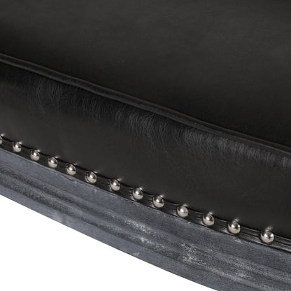 Canapé causeuse en similicuir 49,5" avec pieds tournés et clous décoratifs pour le salon