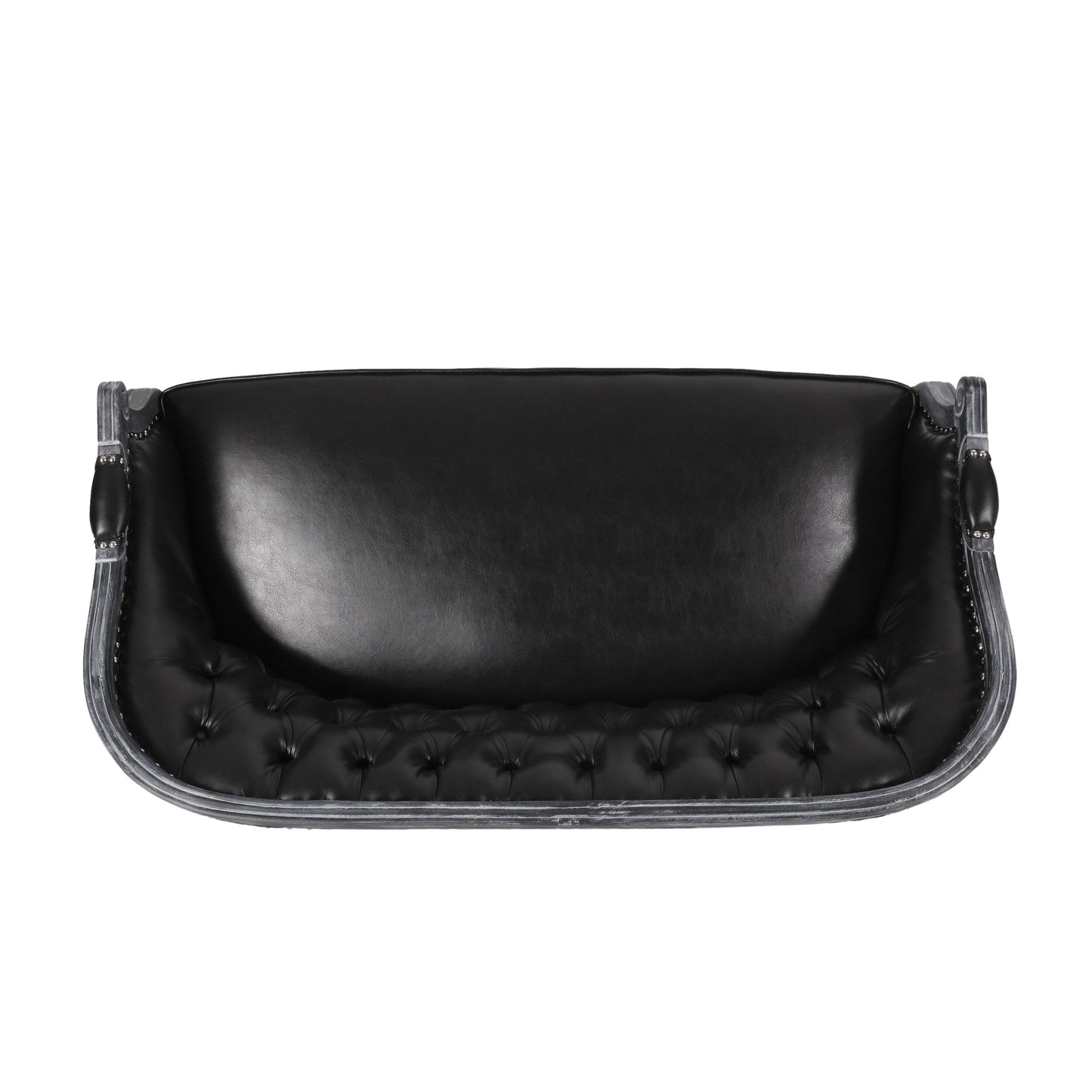 Canapé causeuse en similicuir 49,5" avec pieds tournés et clous décoratifs pour le salon