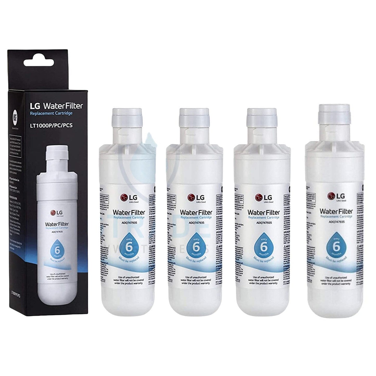 Lot de 4 filtres à eau de rechange pour réfrigérateur LG LT1000P ADQ747935