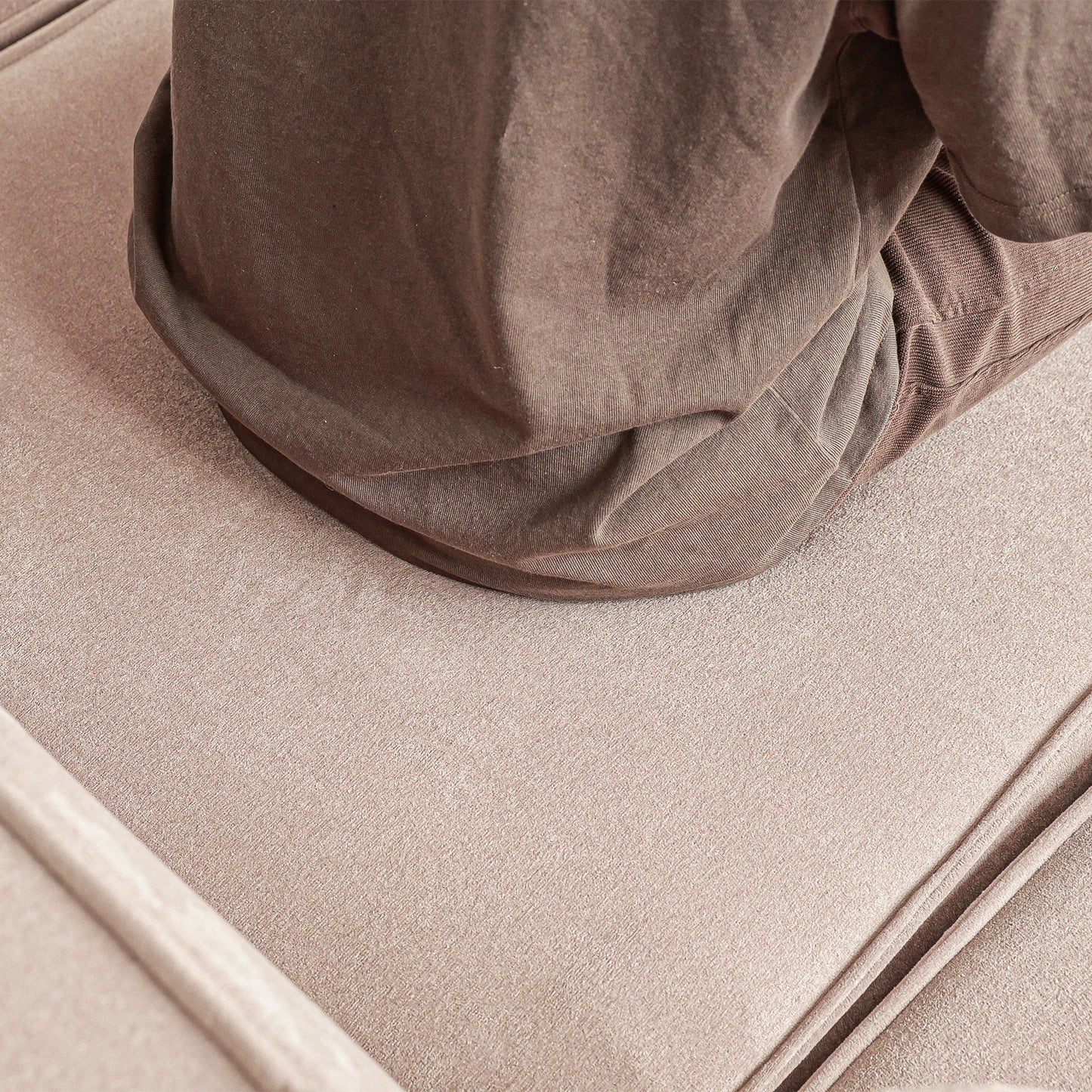 Canapé modulable en velours côtelé 5 places en forme de L avec plusieurs coussins