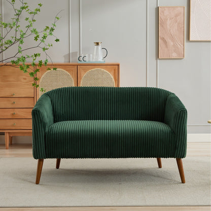 Canapé deux places moderne 50,78 $, tissu velours côtelé, avec pieds en bois de noyer