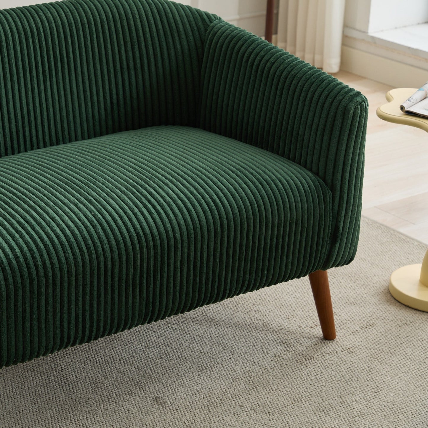 Canapé deux places moderne 50,78 $, tissu velours côtelé, avec pieds en bois de noyer