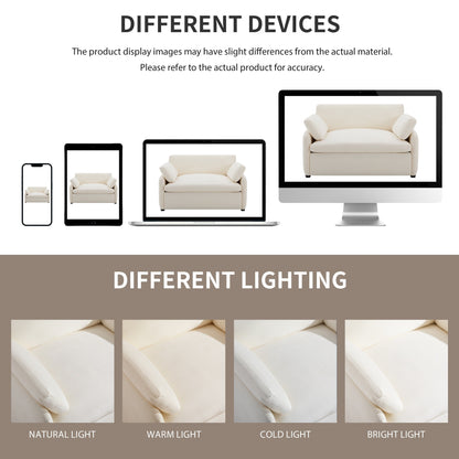 Fauteuil de salon surdimensionné en chenille de 50 po - Fauteuil à assise large et profonde avec motif à blocs de couleurs et coussins décoratifs