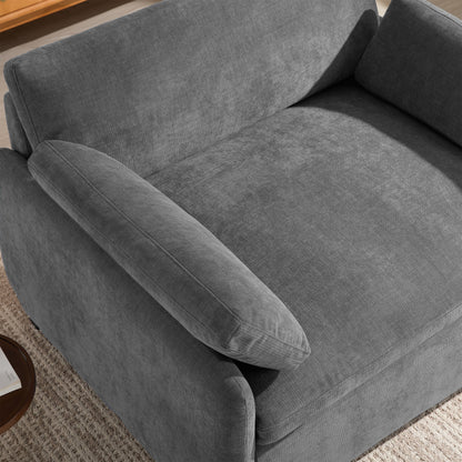 Fauteuil de salon surdimensionné en chenille de 50 po - Fauteuil à assise large et profonde avec motif à blocs de couleurs et coussins décoratifs