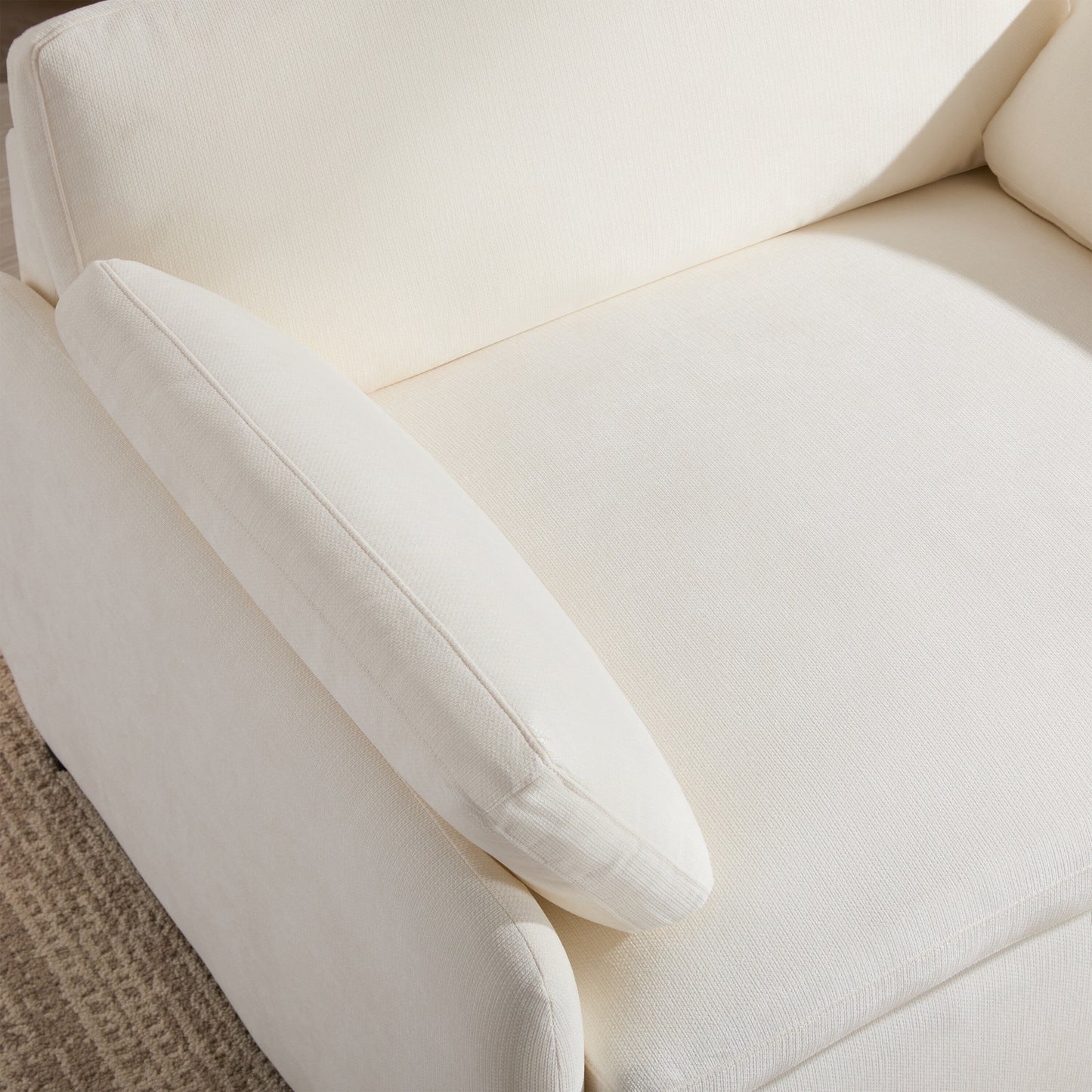 Fauteuil de salon surdimensionné en chenille de 50 po - Fauteuil à assise large et profonde avec motif à blocs de couleurs et coussins décoratifs