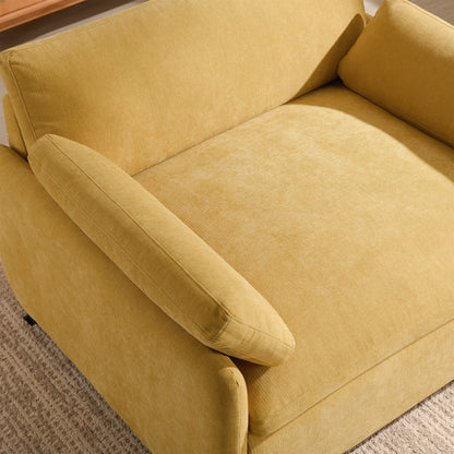 Fauteuil de salon surdimensionné en chenille de 50 po - Fauteuil à assise large et profonde avec motif à blocs de couleurs et coussins décoratifs