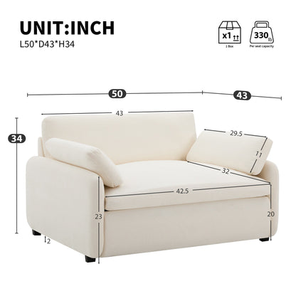 Fauteuil d'appoint simple surdimensionné en chenille 50 x 43, siège large et profond, fauteuil moderne et confortable rembourré