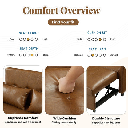 Canapé-lit convertible en polyuréthane 51,57 po avec 3 ports USB, capacité de charge de 181 kg et mécanisme de lit gigogne