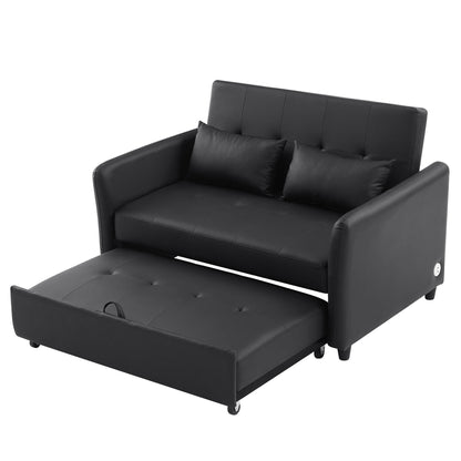 Canapé-lit convertible en polyuréthane 51,57 po avec 3 ports USB, capacité de charge de 181 kg et mécanisme de lit gigogne