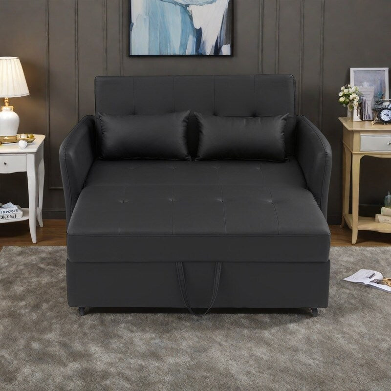 Canapé-lit convertible en polyuréthane 51,57 po avec 3 ports USB, capacité de charge de 181 kg et mécanisme de lit gigogne