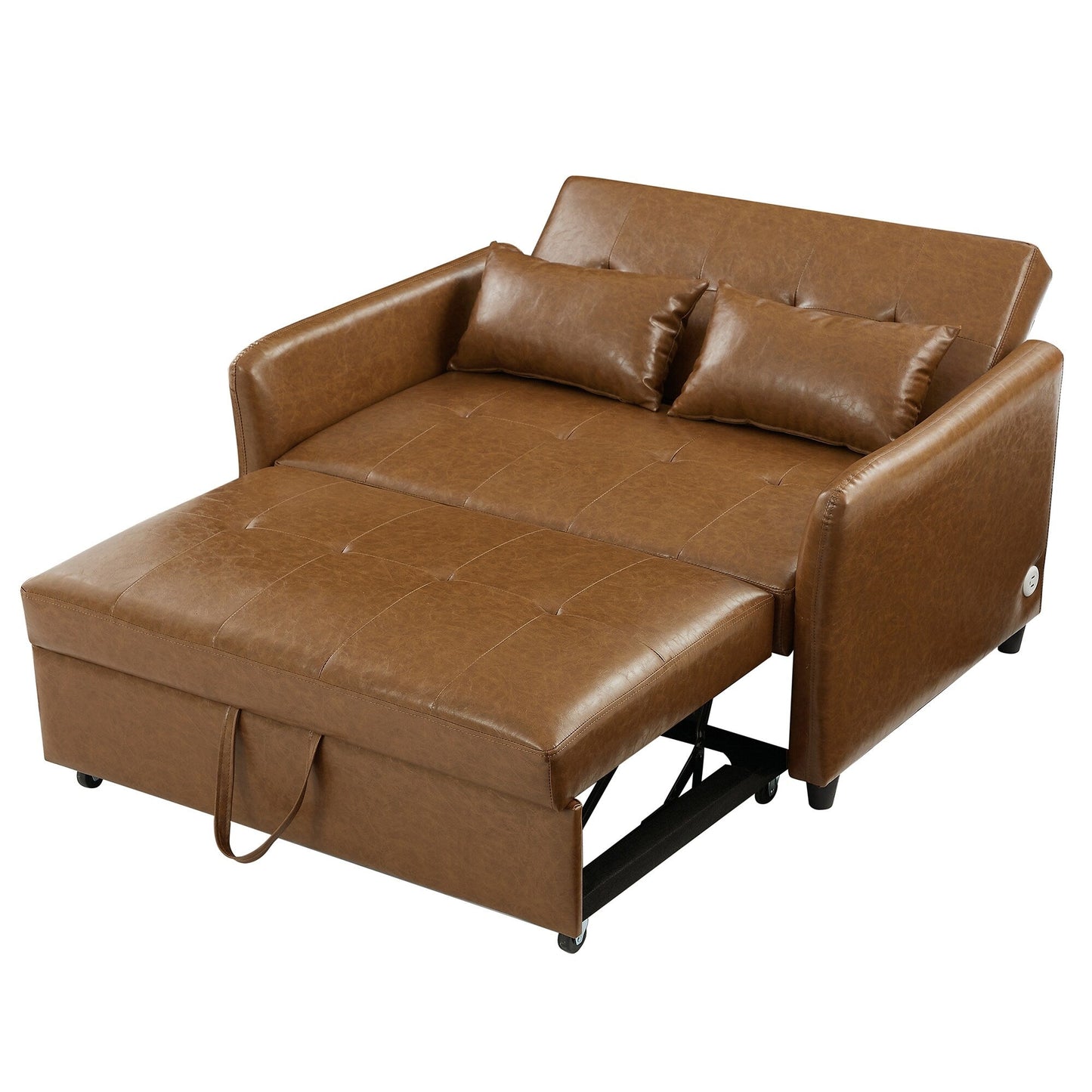 Canapé-lit convertible en polyuréthane 51,57 po avec 3 ports USB, capacité de charge de 181 kg et mécanisme de lit gigogne