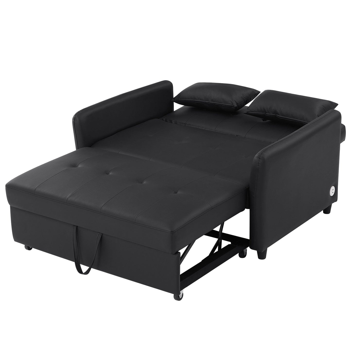 Canapé-lit convertible en polyuréthane 51,57 po avec 3 ports USB, capacité de charge de 181 kg et mécanisme de lit gigogne