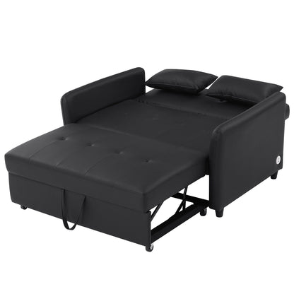 Canapé-lit convertible en polyuréthane 51,57 po avec 3 ports USB, capacité de charge de 181 kg et mécanisme de lit gigogne