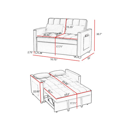 Canapé-lit 4 places moderne en velours 52,75 $ avec dossier réglable