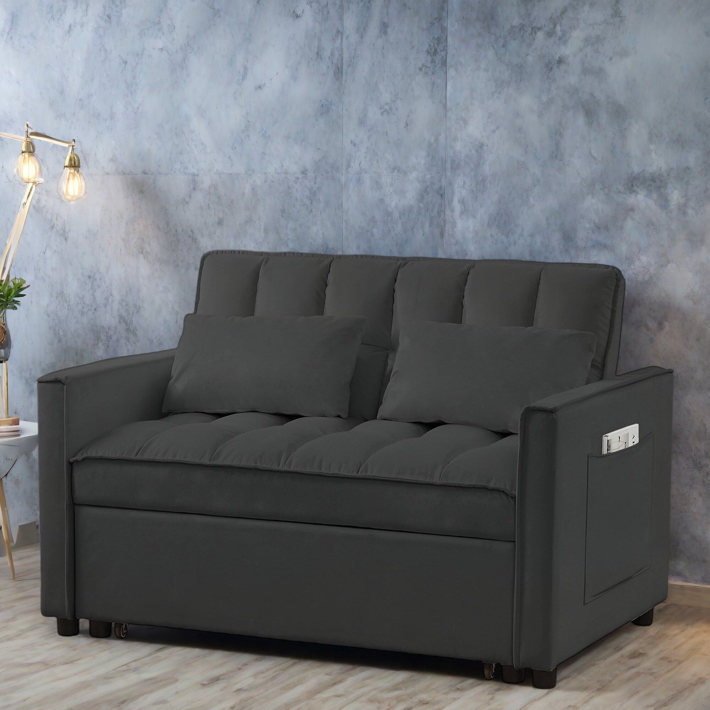 Canapé-lit 4 places moderne en velours 52,75 $ avec dossier réglable